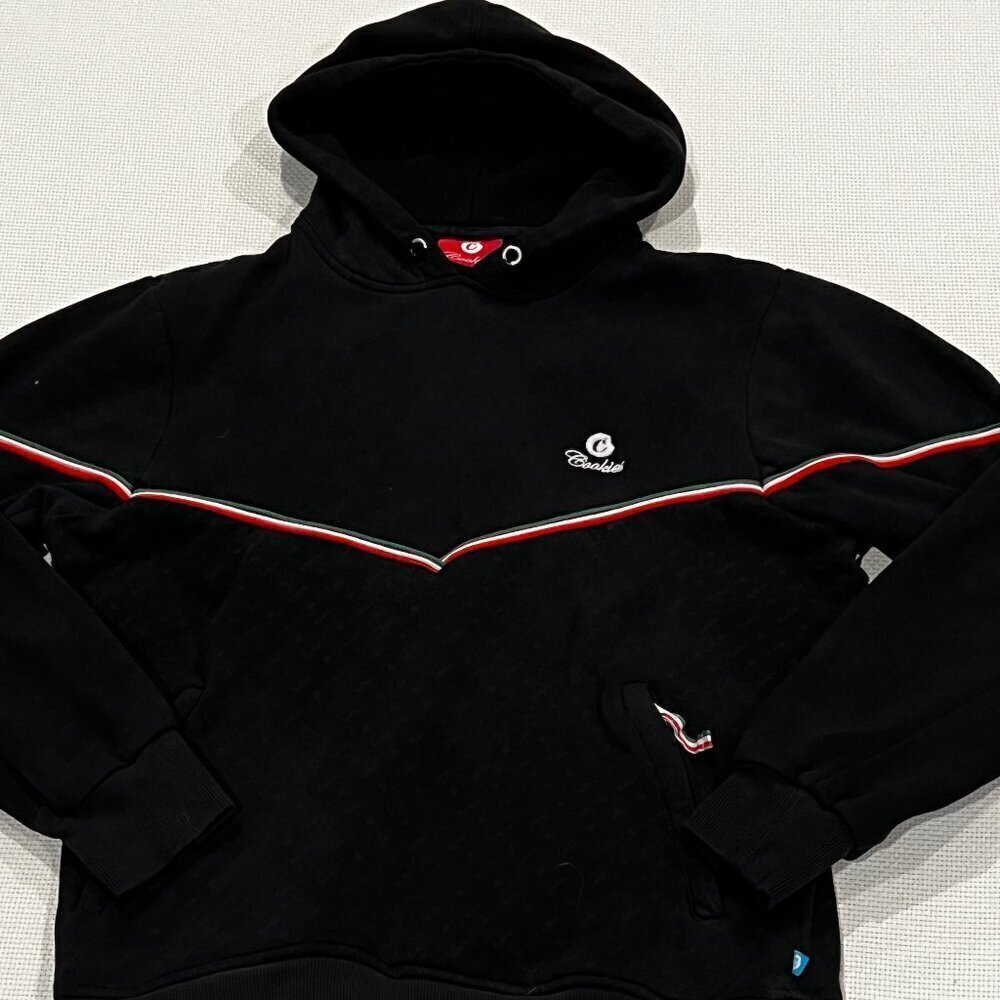Cookies Hoodie Mens‎ Medium Black Zip Pockets Pullover Hoodie Size M